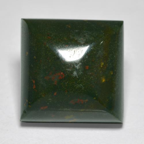 Green and Red Bloodstone Gem - 11.2ct Square Sugarloaf Cabochon (ID: 562604)