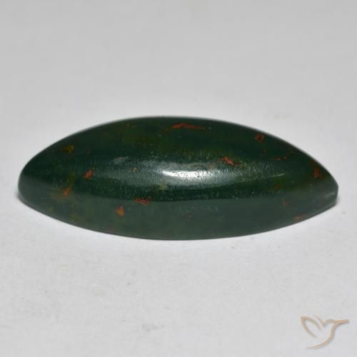 Bloodstone Gemstone in 26.5 x 10.7 mm Size for Sale, Bloodstone Stone in Dark Green Color