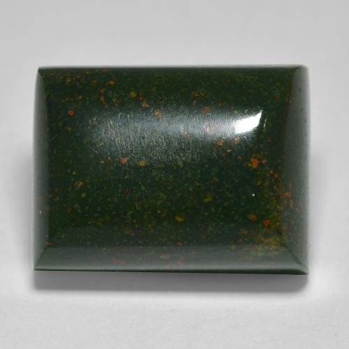 Dark Green Bloodstone Gem - 13.7ct Baguette Cabochon (ID: 562614)