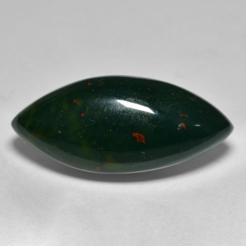 Verde bosque Piedra de Sangre Gema - 11ct Cabujón Cortada Marquesa (ID: 562700)