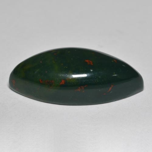 Bloodstone Gemstone in 22.6 x 9.7 mm Size for Sale, Bloodstone Stone in Forest Green Color
