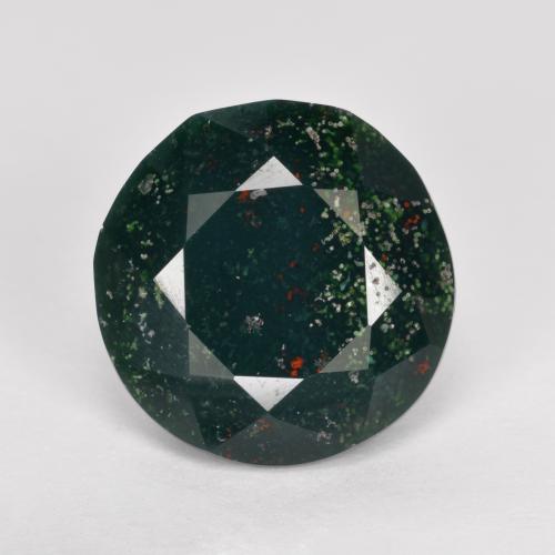 5.05 ct Green Bloodstone Gemstone, Bloodstone Gem in Round Facet Shape for Sale.