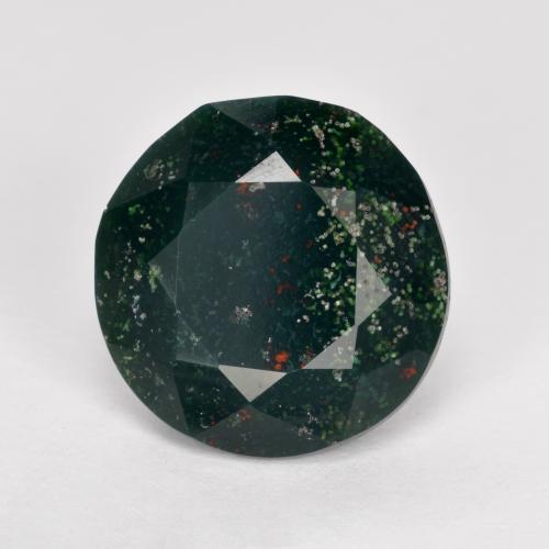5.05 ct Green Bloodstone Stone, Natural Bloodstone in Round Facet Shape for Sale