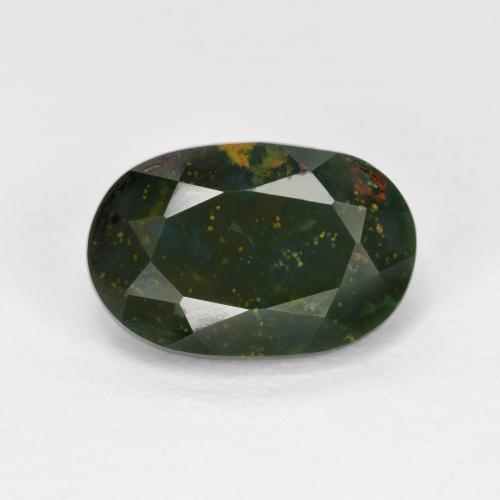 Jaspe Sanguin Vert oval facet de Madagascar, 12,2 x 8,1mm, poids de 3,58 ct, pierre gemme naturelle Non traité de pureté Opaque , 1 pièce de pierre de sang, couleur Vert foncé, dureté Mohs de 6.5 à 7 convient aux bijoux de tous les jours, pierre de sagesse, Photo A