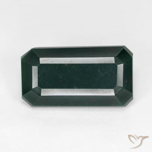 6.54ct Natural Deep Green Bloodstone, Emerald Cut, Opaque