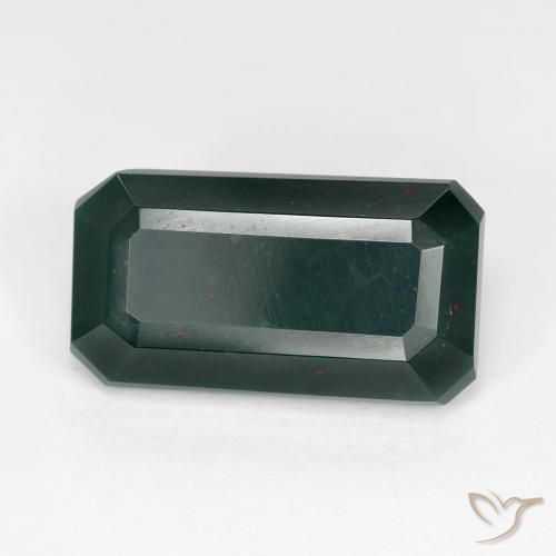 6.54 ct Green Bloodstone Stone, Natural Bloodstone in Octagon Step Cut Shape for Sale