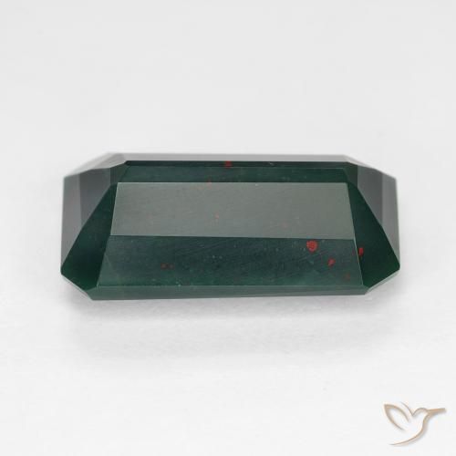 Bloodstone Gemstone in 15.9 x 8.7 mm Size for Sale, Bloodstone Stone in Deep Green Color