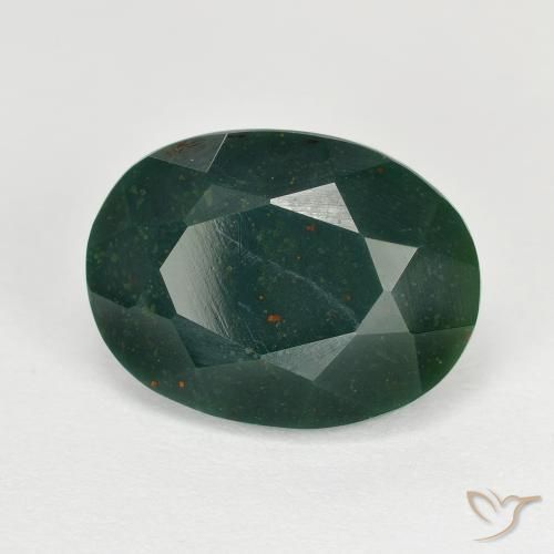 8.39 ct Green Bloodstone Stone, Natural Bloodstone in Oval Facet Shape for Sale