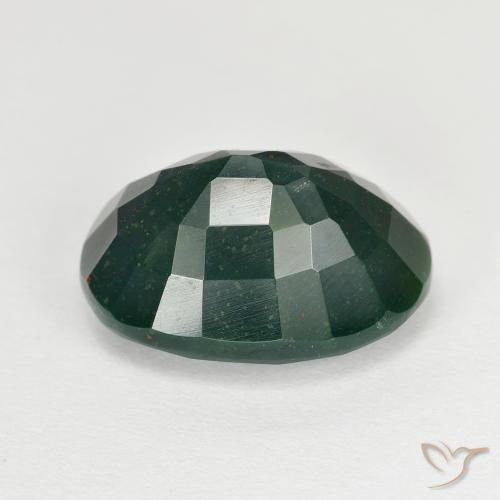 Bloodstone Gemstone in 15.1 x 11.3 mm Size for Sale, Bloodstone Stone in Dark Green Color