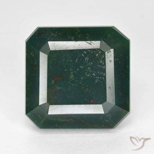 13,27 ct octagonschliff Blutstein aus Madagaskar, Größe: 13,7 x 13,4mm, Reinheit: Opaque, Garantiert echter Edelstein, 1 Stück Blutstein in Grün Farbe, Mohs-Härte von 6,5 - 7 Geeignet für den täglichen Gebrauch im Schmuck, Photo A
