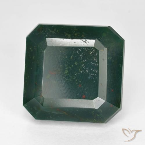 13.27 ct Multicolor Bloodstone Stone, Natural Bloodstone in Octagon Step Cut Shape for Sale