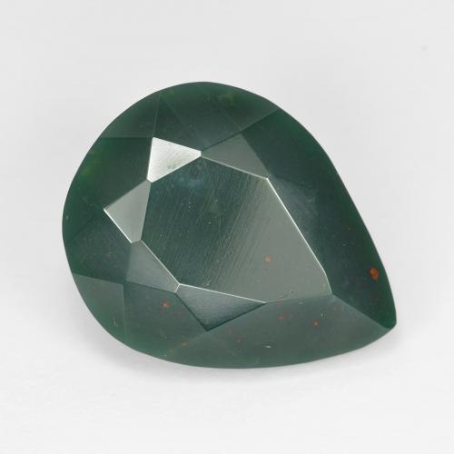 Jaspe Sanguin Vert foncé Poire 7,62 ct de Madagascar, Dimension 15,8 x 12,6mm, Pierre gemme naturelle Non traité, pureté Opaque , 1 pièce de pierre de sang pear facet, dureté de Mohs de 6.5 à 7 convient aux bijoux de tous les jours, pierre de sagesse, Photo A