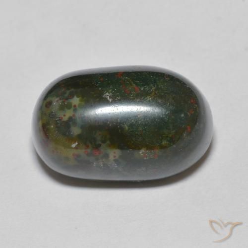 10.90 ct Green Bloodstone Stone, Natural Bloodstone in Oval Cabochon Shape for Sale
