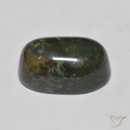 Bloodstone Gemstone in 16.4 x 10.5 mm Size for Sale, Bloodstone Stone in Deep Green Color