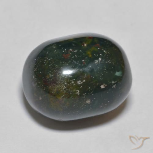 15.81 ct Green Bloodstone Stone, Natural Bloodstone in Oval Cabochon Shape for Sale