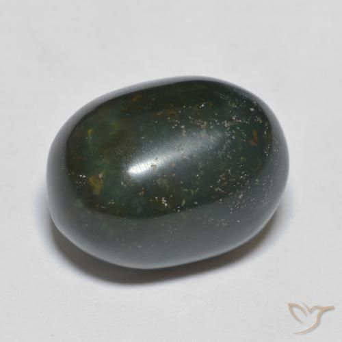 12.54 ct Green Bloodstone Stone, Natural Bloodstone in Oval Cabochon Shape for Sale