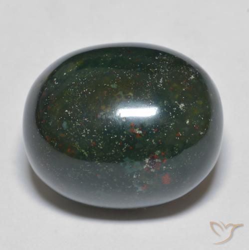 24.76 ct Green Bloodstone Stone, Natural Bloodstone in Oval Cabochon Shape for Sale