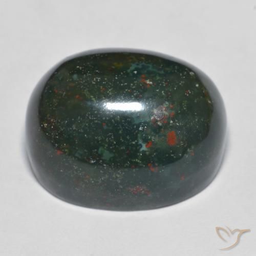 Bloodstone Gemstone in 18.6 x 15.5 mm Size for Sale, Bloodstone Stone in Dark Green Color