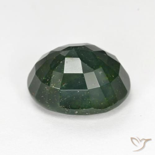 Bloodstone Gemstone in 13.5 x 10.7 mm Size for Sale, Bloodstone Stone in Forest Green Color