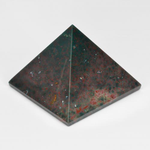 Jaspe Sanguin Vert pyramid cabochon 27 x 26,8mm de Madagascar, poids de 74,86 ct, pierre gemme naturelle Non traité de pureté Opaque , 1 pièce de pierre de sang, couleur : Vert et rouge, dureté de Mohs de 6.5 à 7 convient aux bijoux de tous les jours, pierre de sagesse, Photo A