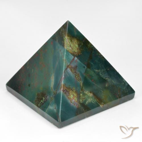 107.07 ct Pyramid Cut Bloodstone, 28.6 x 28.5 mm From Madagascar, Photo A