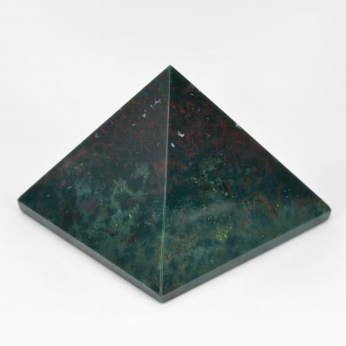 Jaspe Sanguin Vert Carré 26,9 x 26,7mm de Madagascar, poids de 77,29 ct, pierre gemme naturelle Non traité de pureté Opaque , 1 pièce de pierre de sang pyramid cabochon, couleur : Forêt verte, dureté de Mohs de 6.5 à 7 convient aux bijoux de tous les jours, pierre de sagesse, Photo A