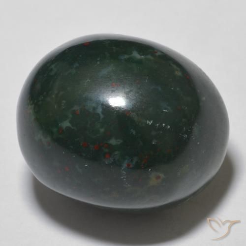 15.30 ct Green Bloodstone Stone, Natural Bloodstone in Oval Cabochon Shape for Sale