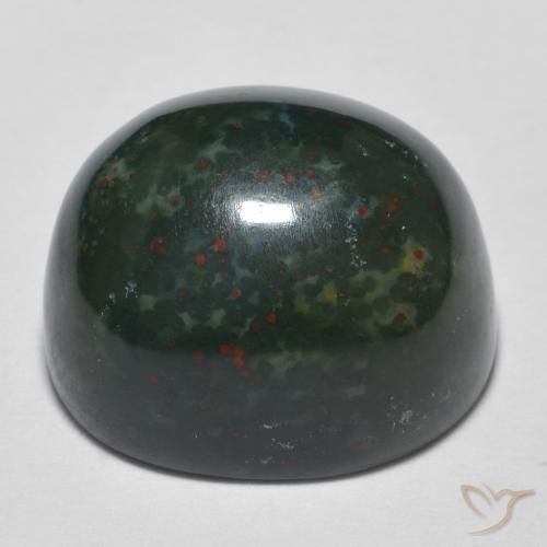 Bloodstone Gemstone in 15.3 x 12.9 mm Size for Sale, Bloodstone Stone in Forest Green Color