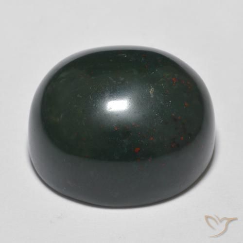 Bloodstone Gemstone in 19.2 x 16.1 mm Size for Sale, Bloodstone Stone in Dark Green Color