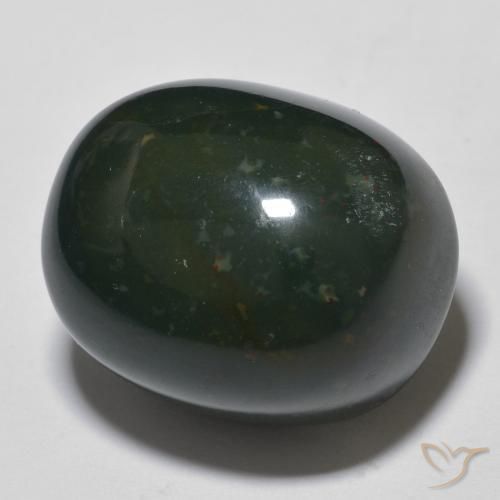28.21 ct Green Bloodstone Stone, Natural Bloodstone in Oval Cabochon Shape for Sale