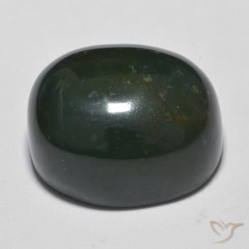 Bloodstone Gemstone in 18.8 x 15.8 mm Size for Sale, Bloodstone Stone in Forest Green Color