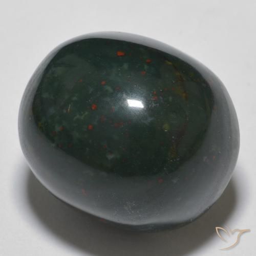 19.31 ct Green Bloodstone Stone, Natural Bloodstone in Oval Cabochon Shape for Sale