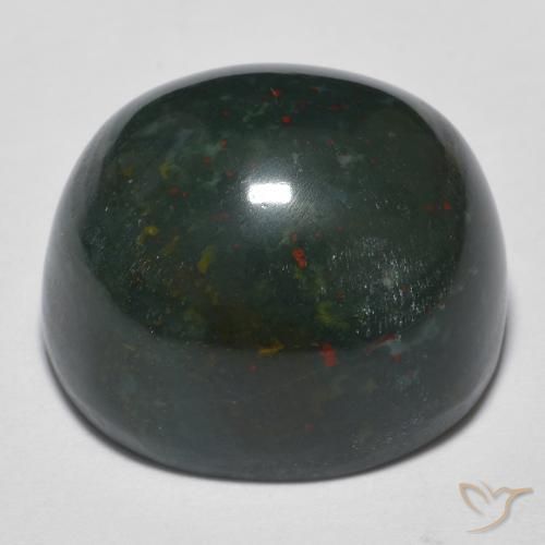 Bloodstone Gemstone in 16.4 x 14.1 mm Size for Sale, Bloodstone Stone in Dark Green Color