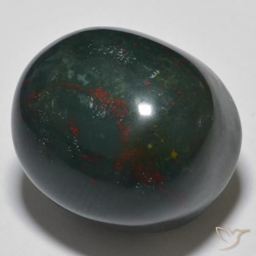 34,3 ct ovaler Blutstein aus Madagaskar, Größe: 19,1 x 16,8mm, Reinheit: Opaque, Garantiert echter Edelstein, 1 Stück Blutstein in Vielfarbig-grün Farbe, Mohs-Härte von 6,5 - 7 Geeignet für den täglichen Gebrauch im Schmuck, Photo A