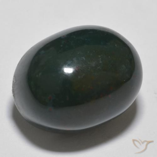 17.11 ct Green Bloodstone Stone, Natural Bloodstone in Oval Cabochon Shape for Sale