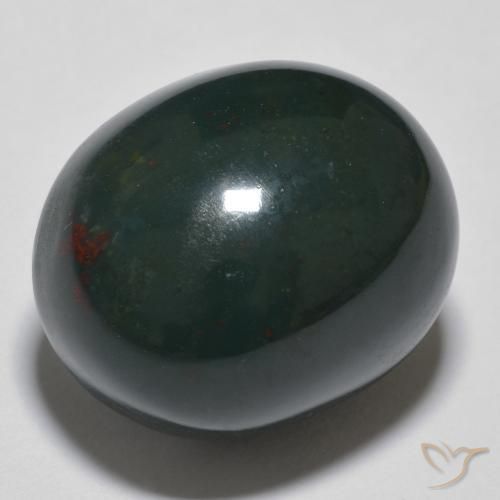 19.10 ct Green Bloodstone Stone, Natural Bloodstone in Oval Cabochon Shape for Sale