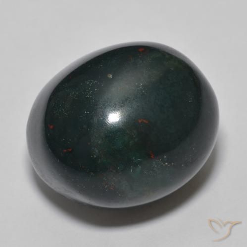31.10 ct Green Bloodstone Stone, Natural Bloodstone in Oval Cabochon Shape for Sale