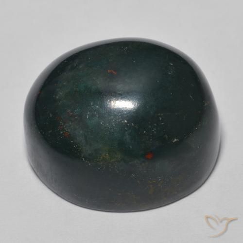 Bloodstone Gemstone in 19.2 x 16.4 mm Size for Sale, Bloodstone Stone in Dark Green Color