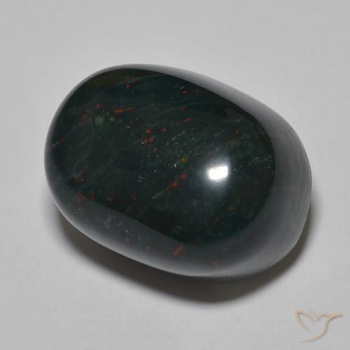 25.05 ct Green Bloodstone Stone, Natural Bloodstone in Oval Cabochon Shape for Sale
