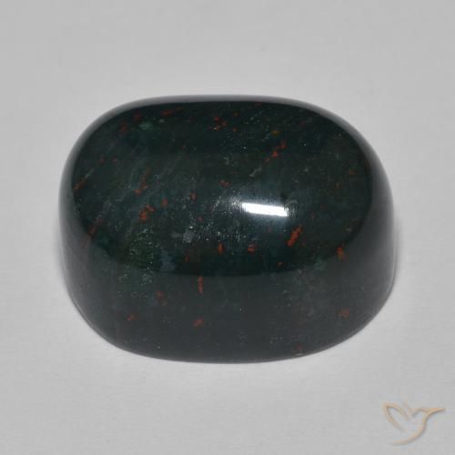 Bloodstone Gemstone in 18.8 x 14.4 mm Size for Sale, Bloodstone Stone in Bluish Green Color