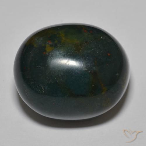 30.34ct Natural Medium Dark Green Bloodstone, Oval, Opaque