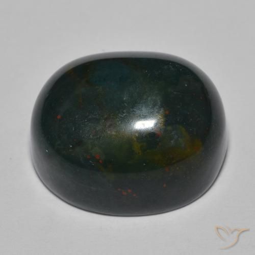 Bloodstone Gemstone in 19.8 x 16.8 mm Size for Sale, Bloodstone Stone in Medium Dark Green Color
