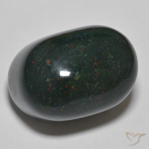 37.19 ct Green Bloodstone Stone, Natural Bloodstone in Oval Cabochon Shape for Sale