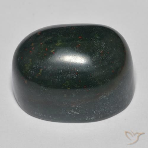 Bloodstone Gemstone in 21.1 x 14.8 mm Size for Sale, Bloodstone Stone in Medium Dark Green Color
