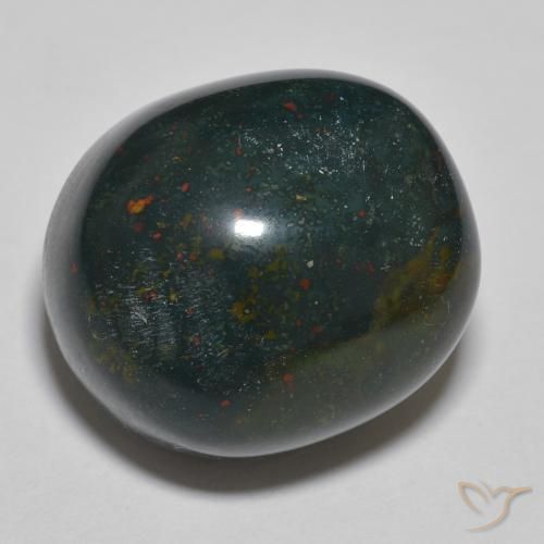 33.71 ct Green Bloodstone Stone, Natural Bloodstone in Oval Cabochon Shape for Sale
