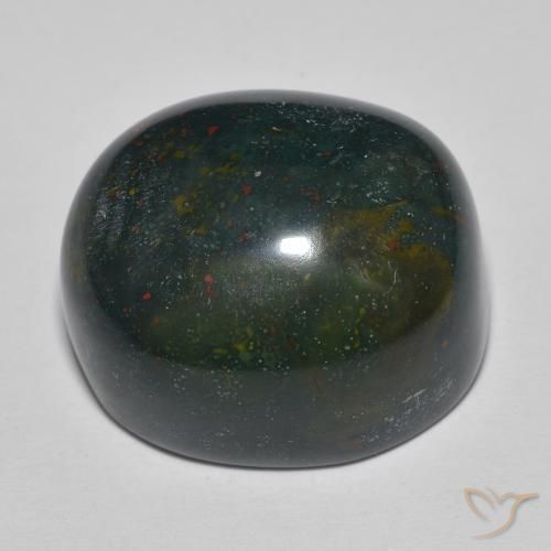 Bloodstone Gemstone in 19.7 x 17.2 mm Size for Sale, Bloodstone Stone in Bluish Green Color