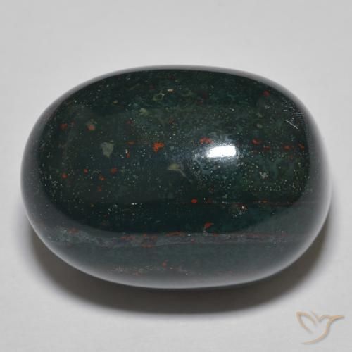 Jaspe Sanguin Vert oval cabochon 39,75 ct de Madagascar, dimension 21,7 x 16mm, pierre gemme naturelle Non traité, pureté Opaque , 1 pièce Jaspe Sanguin de couleur Vert bleuâtre, dureté Mohs de 6.5 à 7 convient aux bijoux de tous les jours, pierre de sagesse, Photo A