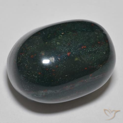 39.75 ct Green Bloodstone Stone, Natural Bloodstone in Oval Cabochon Shape for Sale