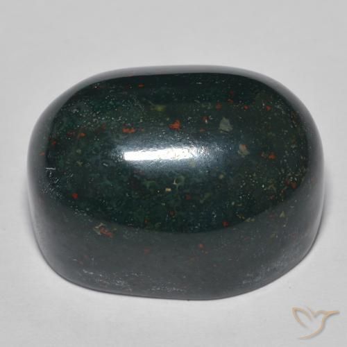 Bloodstone Gemstone in 21.7 x 16 mm Size for Sale, Bloodstone Stone in Bluish Green Color