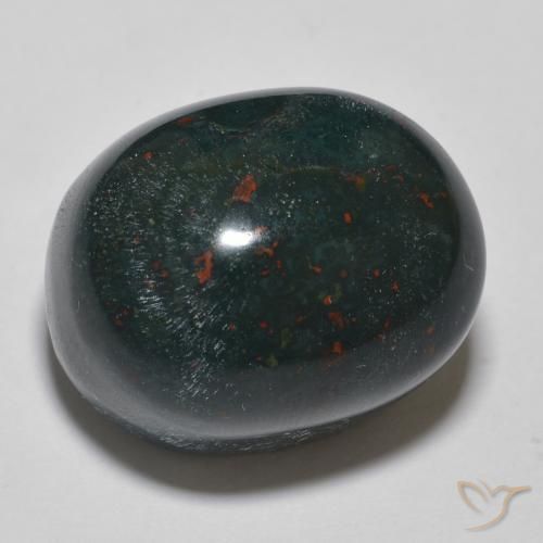 26.03 ct Green Bloodstone Stone, Natural Bloodstone in Oval Cabochon Shape for Sale